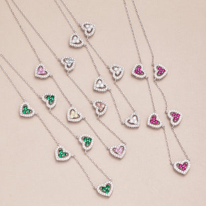[AuraEcho]Sparkling Five Heart Necklace