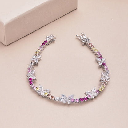 [AuraEcho]Ornate Colorful Butterfly Shape Round Cut Daily Bracelet