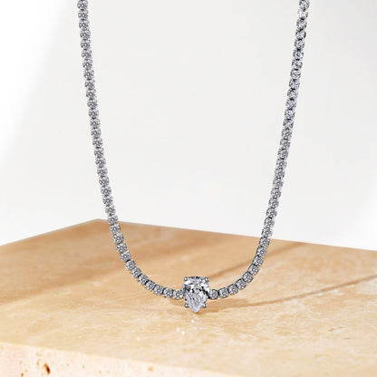 [AuraEcho]1.0 carat Unique Pear Cut Tennis Necklace