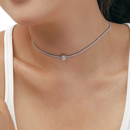 [AuraEcho]1.0 carat Unique Pear Cut Tennis Necklace