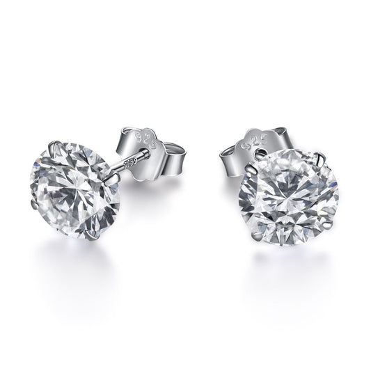 [AuraEcho]Stylish Shiny Round Center Stone Stud Earrings