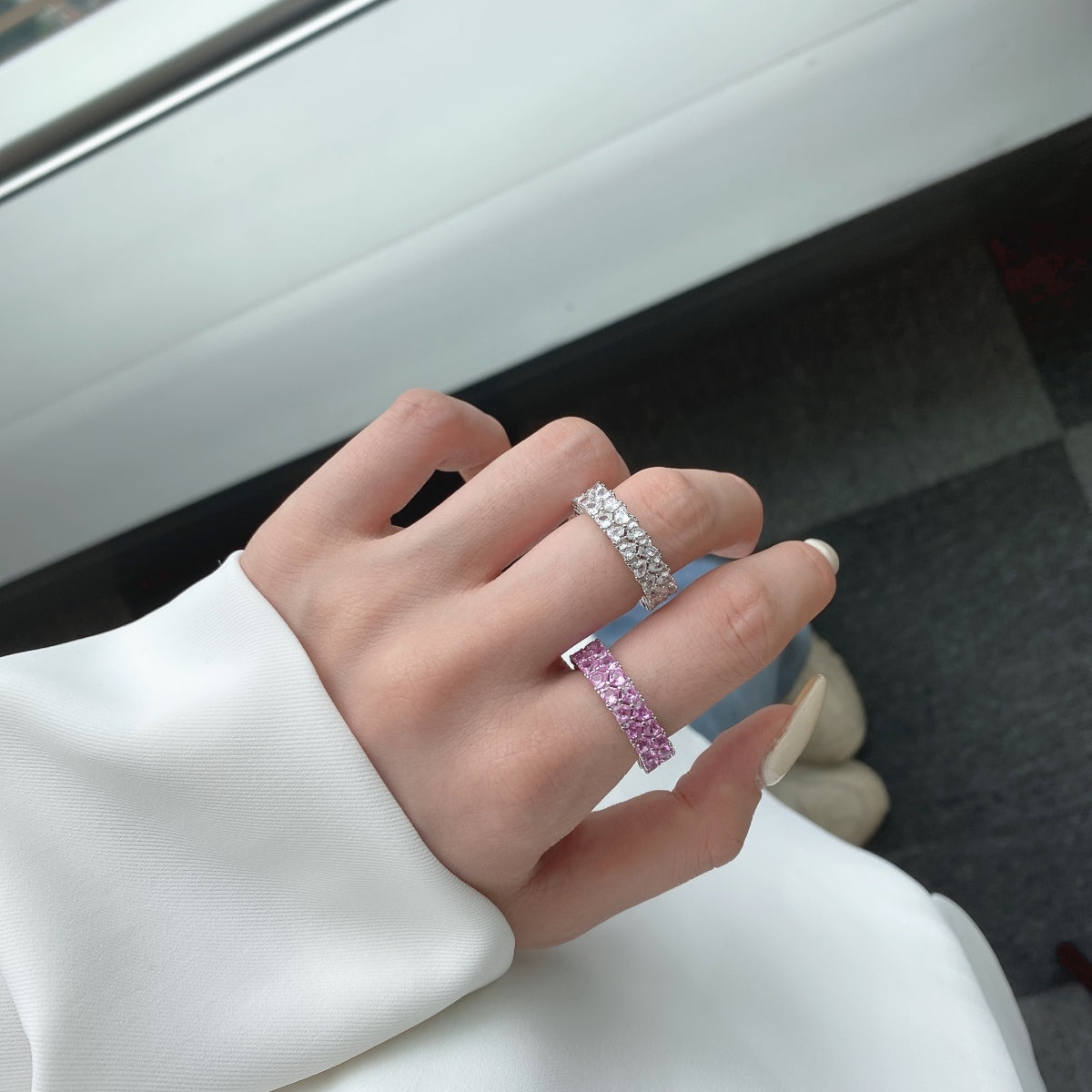 [AuraEcho]Sparkling Full Heart Ring
