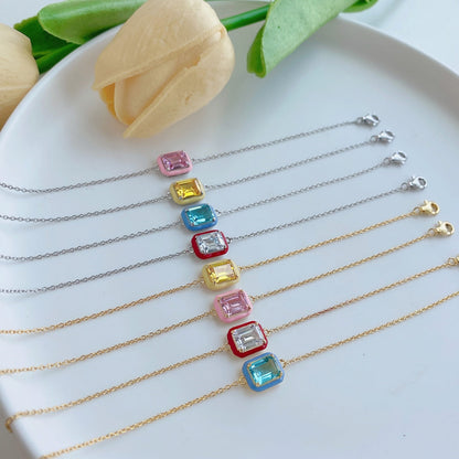 [AuraEcho]2.0 Carat Sparkling Colorful Emerald Cut Daily Bracelet