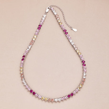 [AuraEcho]Sparkling Colorful Full Heart Tennis Necklace