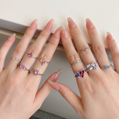 [AuraEcho]Radiant Colorful Multi Cut Daily Ring