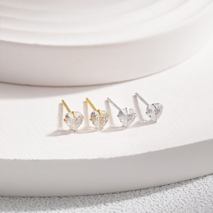 [AuraEcho]Sparkling Heart Shaped Simple Earrings