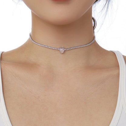 [AuraEcho]2.0 Carat Sparkling Tennis Heart Cut Necklace
