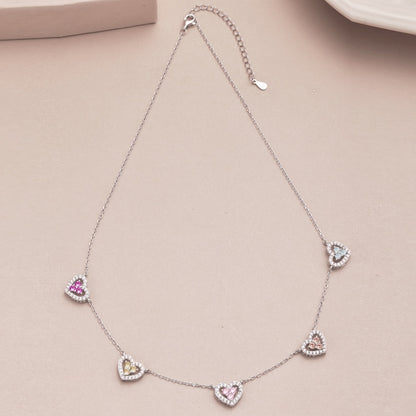 [AuraEcho]Sparkling Five Heart Necklace