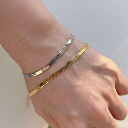 [AuraEcho]Flat Snake Bone Chain Blade Necklace