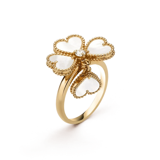 [AuraEcho]SWEET CLOVER WHITE MOP RING