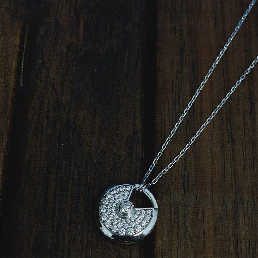 [AuraEcho]AMULETTE SILVER FULL DIAMOND NECKLACE